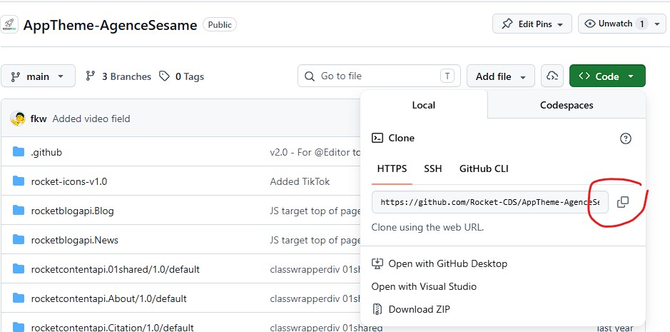 Getting the GitHub repository URL
