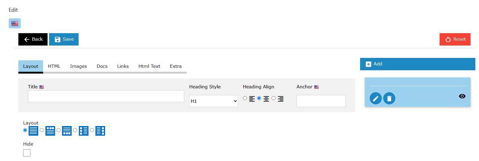 Edit Data Interface