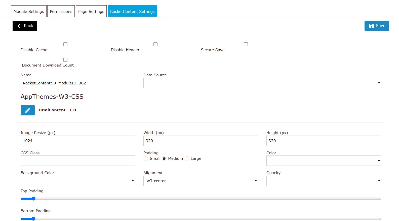 Module Settings Page